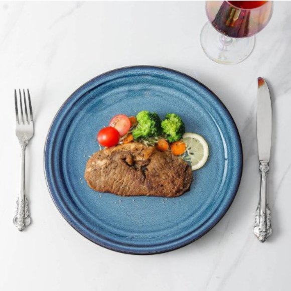 10" Ceramic Dinner Plates - Large Porcelain Dinner Plates - Set of 4 (Blue) - Picture 4 of 13